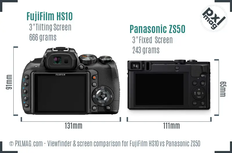 FujiFilm HS10 vs Panasonic ZS50 Screen and Viewfinder comparison FujiFilm HS10 vs Panasonic ZS50 Screen and Viewfinder comparison