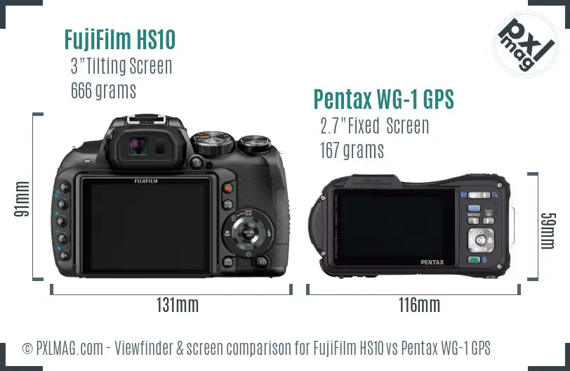 FujiFilm HS10 vs Pentax WG-1 GPS Screen and Viewfinder comparison