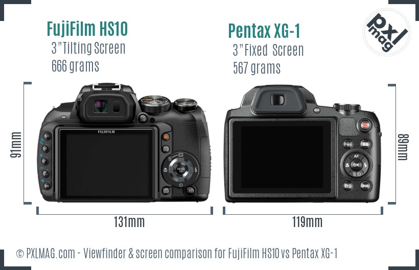 FujiFilm HS10 vs Pentax XG-1 Screen and Viewfinder comparison