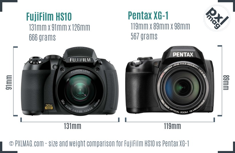 FujiFilm HS10 vs Pentax XG-1 size comparison FujiFilm HS10 vs Pentax XG-1 size comparison