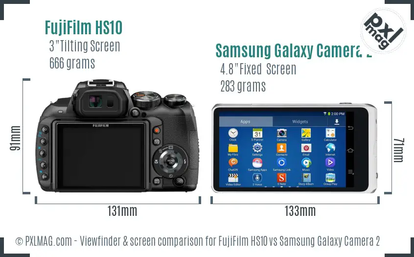 FujiFilm HS10 vs Samsung Galaxy Camera 2 Screen and Viewfinder comparison