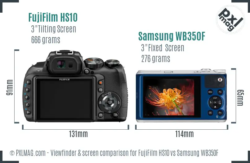 FujiFilm HS10 vs Samsung WB350F Screen and Viewfinder comparison