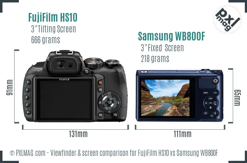 FujiFilm HS10 vs Samsung WB800F Screen and Viewfinder comparison