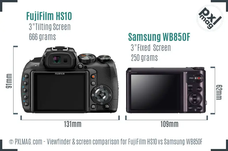 FujiFilm HS10 vs Samsung WB850F Screen and Viewfinder comparison FujiFilm HS10 vs Samsung WB850F Screen and Viewfinder comparison