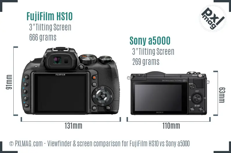 FujiFilm HS10 vs Sony a5000 Screen and Viewfinder comparison FujiFilm HS10 vs Sony a5000 Screen and Viewfinder comparison