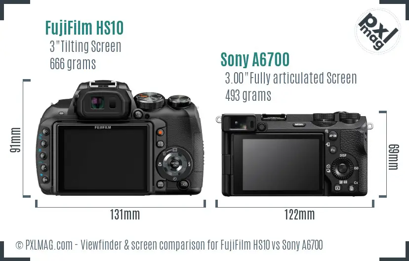 FujiFilm HS10 vs Sony A6700 Screen and Viewfinder comparison FujiFilm HS10 vs Sony A6700 Screen and Viewfinder comparison