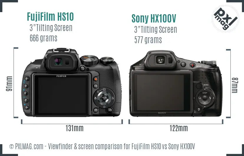 FujiFilm HS10 vs Sony HX100V Screen and Viewfinder comparison FujiFilm HS10 vs Sony HX100V Screen and Viewfinder comparison