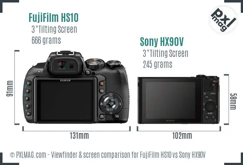 FujiFilm HS10 vs Sony HX90V Screen and Viewfinder comparison FujiFilm HS10 vs Sony HX90V Screen and Viewfinder comparison