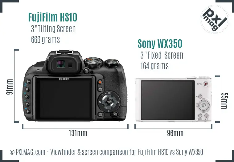 FujiFilm HS10 vs Sony WX350 Screen and Viewfinder comparison FujiFilm HS10 vs Sony WX350 Screen and Viewfinder comparison