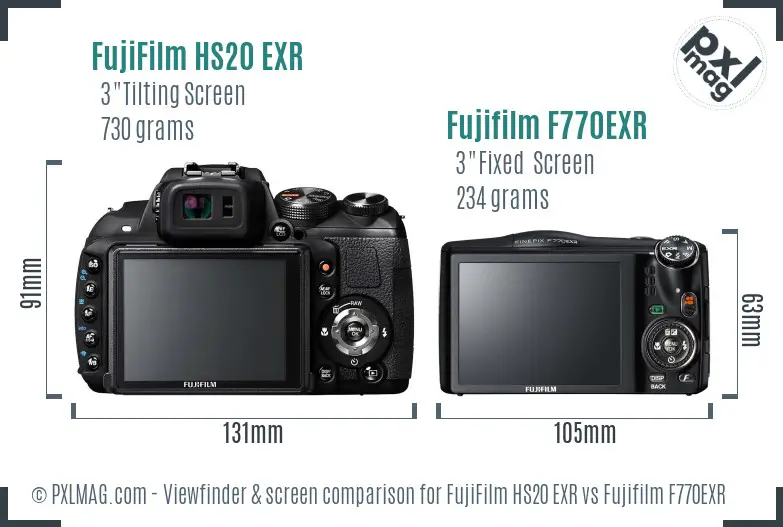 FujiFilm HS20 EXR vs Fujifilm F770EXR Screen and Viewfinder comparison FujiFilm HS20 EXR vs Fujifilm F770EXR Screen and Viewfinder comparison
