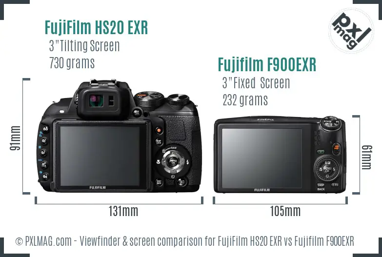 FujiFilm HS20 EXR vs Fujifilm F900EXR Screen and Viewfinder comparison FujiFilm HS20 EXR vs Fujifilm F900EXR Screen and Viewfinder comparison