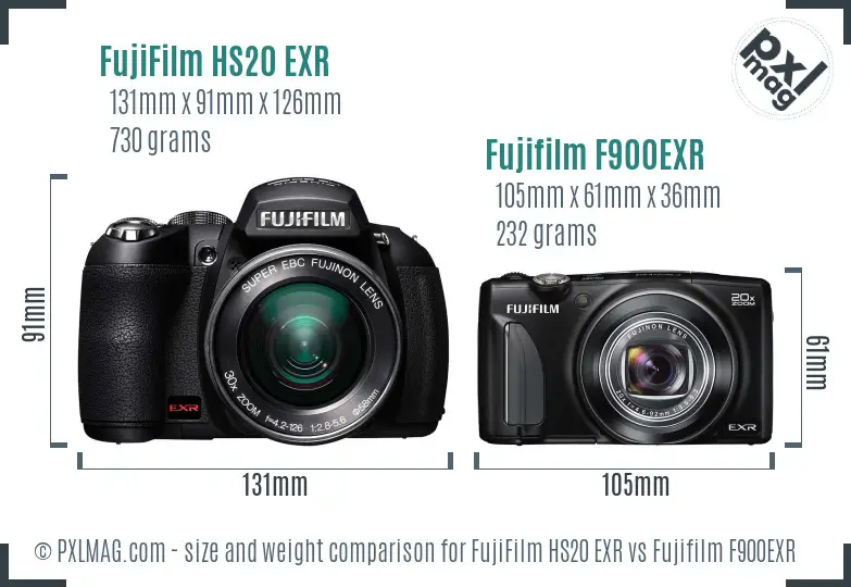 FujiFilm HS20 EXR vs Fujifilm F900EXR size comparison FujiFilm HS20 EXR vs Fujifilm F900EXR size comparison