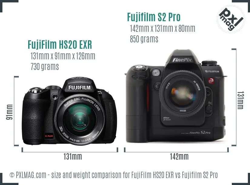 FujiFilm HS20 EXR vs Fujifilm S2 Pro size comparison FujiFilm HS20 EXR vs Fujifilm S2 Pro size comparison