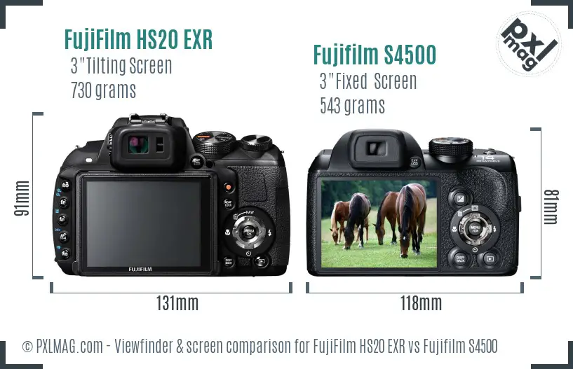 FujiFilm HS20 EXR vs Fujifilm S4500 Screen and Viewfinder comparison FujiFilm HS20 EXR vs Fujifilm S4500 Screen and Viewfinder comparison