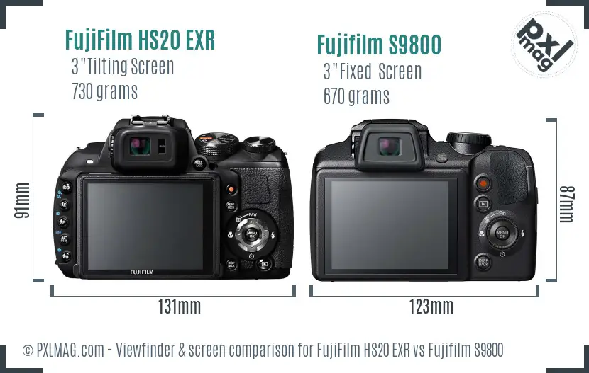 FujiFilm HS20 EXR vs Fujifilm S9800 Screen and Viewfinder comparison FujiFilm HS20 EXR vs Fujifilm S9800 Screen and Viewfinder comparison