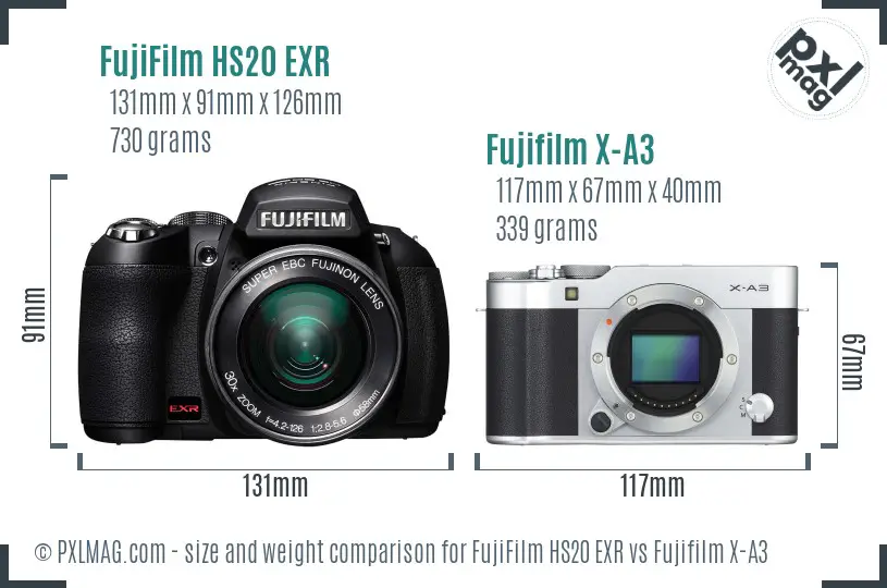 FujiFilm HS20 EXR vs Fujifilm X-A3 size comparison FujiFilm HS20 EXR vs Fujifilm X-A3 size comparison