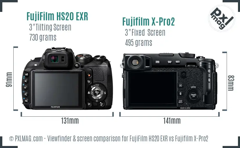 FujiFilm HS20 EXR vs Fujifilm X-Pro2 Screen and Viewfinder comparison FujiFilm HS20 EXR vs Fujifilm X-Pro2 Screen and Viewfinder comparison