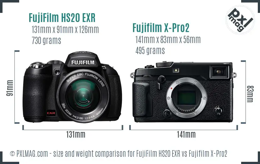 FujiFilm HS20 EXR vs Fujifilm X-Pro2 size comparison FujiFilm HS20 EXR vs Fujifilm X-Pro2 size comparison