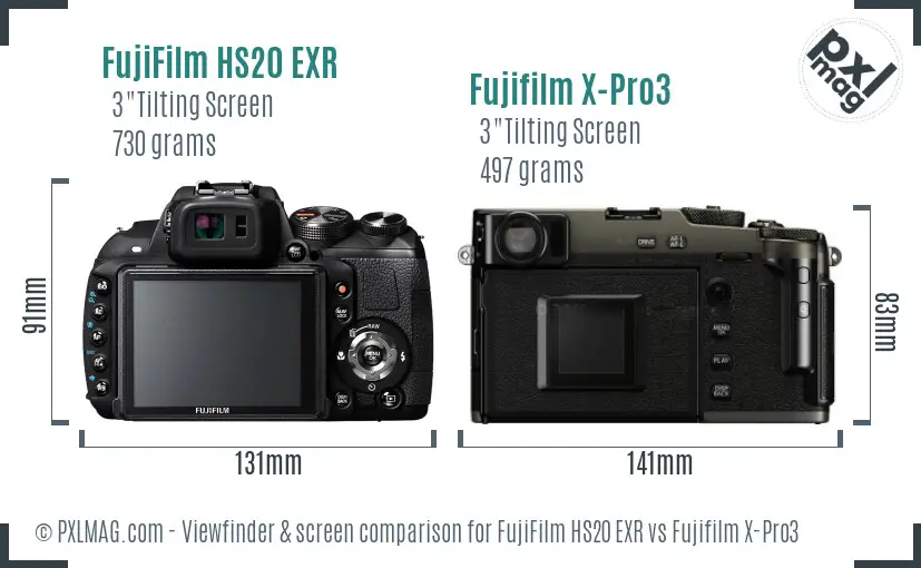 FujiFilm HS20 EXR vs Fujifilm X-Pro3 Screen and Viewfinder comparison FujiFilm HS20 EXR vs Fujifilm X-Pro3 Screen and Viewfinder comparison