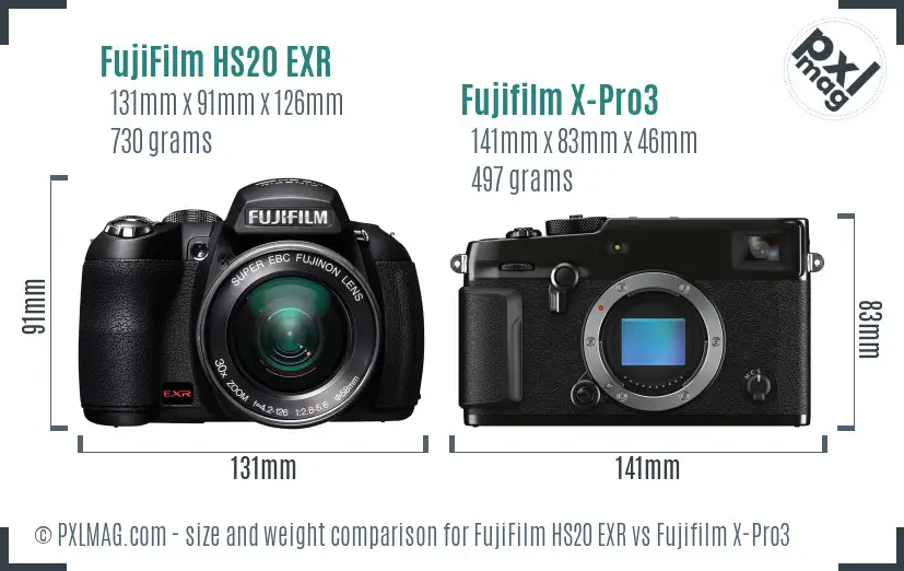 FujiFilm HS20 EXR vs Fujifilm X-Pro3 size comparison FujiFilm HS20 EXR vs Fujifilm X-Pro3 size comparison