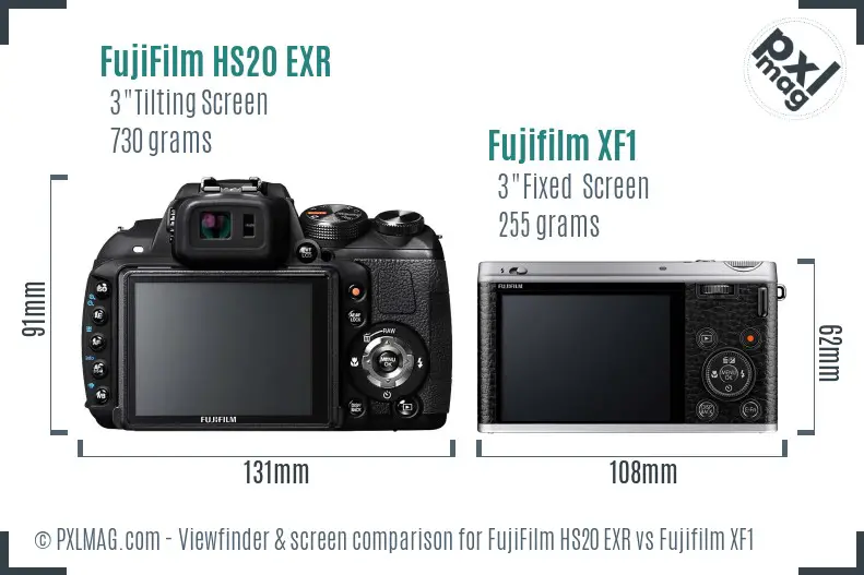 FujiFilm HS20 EXR vs Fujifilm XF1 Screen and Viewfinder comparison FujiFilm HS20 EXR vs Fujifilm XF1 Screen and Viewfinder comparison