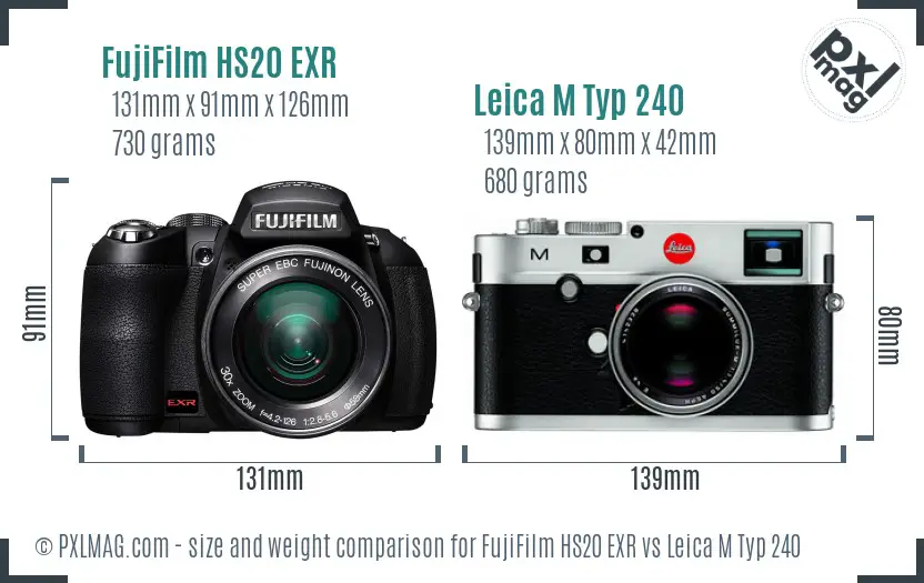 FujiFilm HS20 EXR vs Leica M Typ 240 size comparison