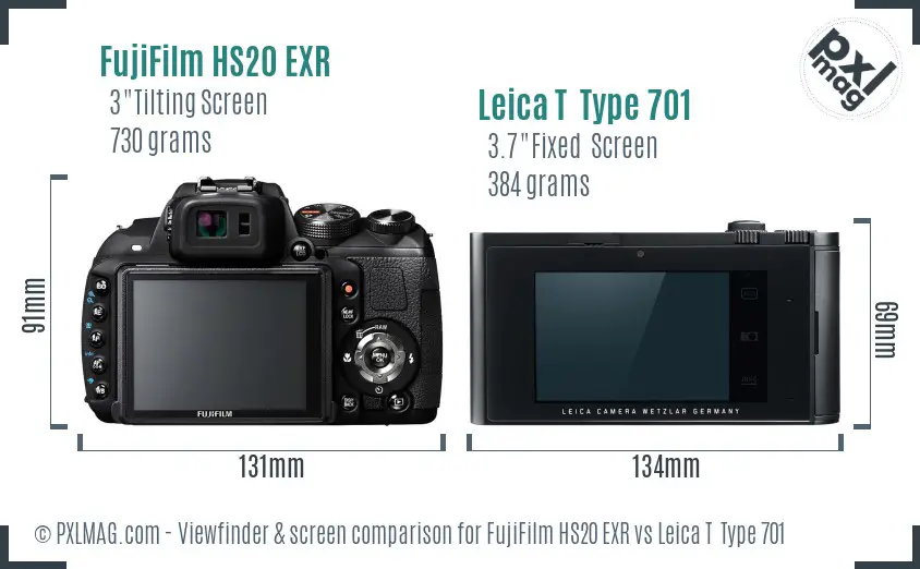 FujiFilm HS20 EXR vs Leica T  Type 701 Screen and Viewfinder comparison