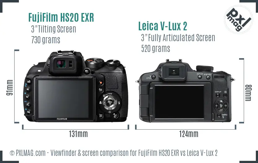 FujiFilm HS20 EXR vs Leica V-Lux 2 Screen and Viewfinder comparison FujiFilm HS20 EXR vs Leica V-Lux 2 Screen and Viewfinder comparison