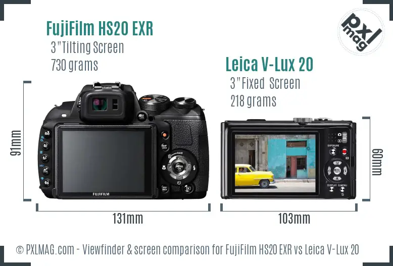 FujiFilm HS20 EXR vs Leica V-Lux 20 Screen and Viewfinder comparison