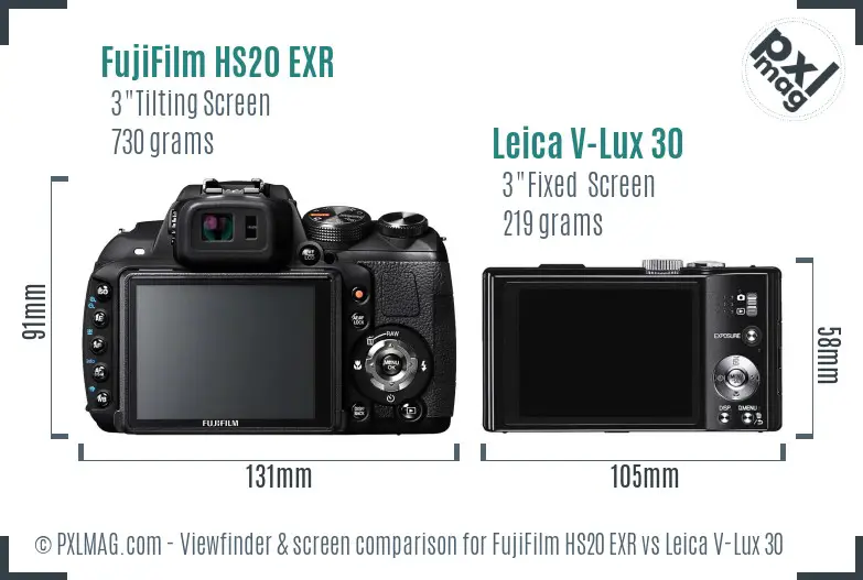 FujiFilm HS20 EXR vs Leica V-Lux 30 Screen and Viewfinder comparison