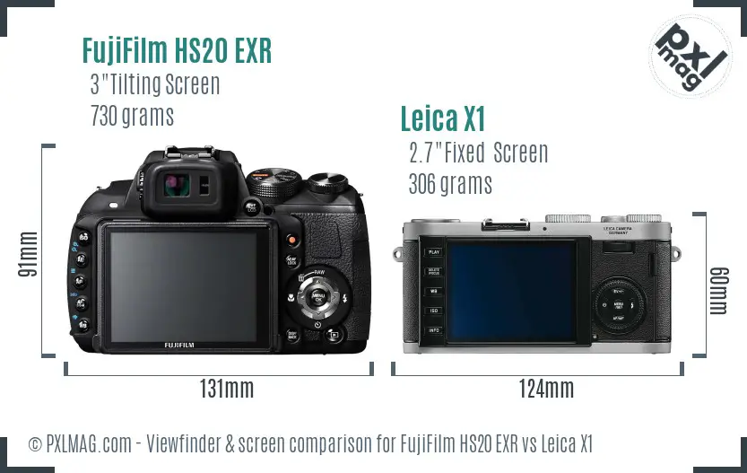 FujiFilm HS20 EXR vs Leica X1 Screen and Viewfinder comparison