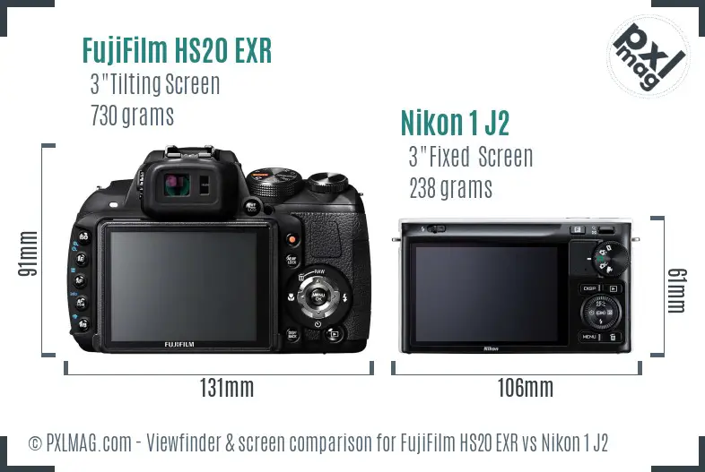 FujiFilm HS20 EXR vs Nikon 1 J2 Screen and Viewfinder comparison FujiFilm HS20 EXR vs Nikon 1 J2 Screen and Viewfinder comparison