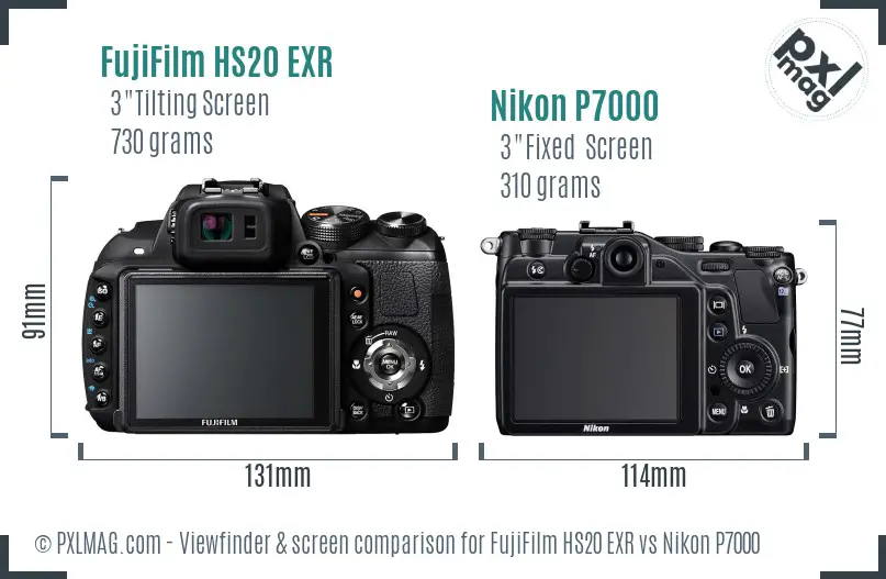 FujiFilm HS20 EXR vs Nikon P7000 Screen and Viewfinder comparison FujiFilm HS20 EXR vs Nikon P7000 Screen and Viewfinder comparison