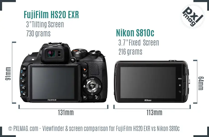 FujiFilm HS20 EXR vs Nikon S810c Screen and Viewfinder comparison FujiFilm HS20 EXR vs Nikon S810c Screen and Viewfinder comparison