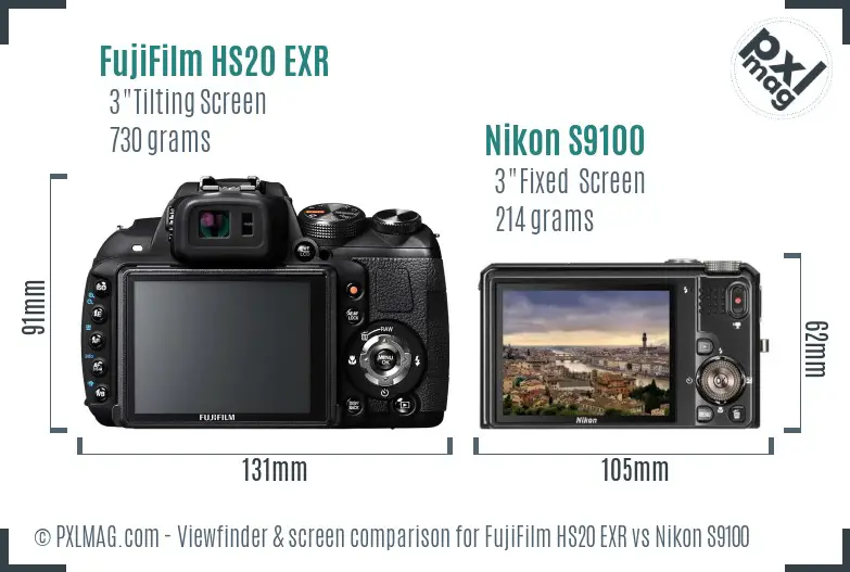 FujiFilm HS20 EXR vs Nikon S9100 Screen and Viewfinder comparison FujiFilm HS20 EXR vs Nikon S9100 Screen and Viewfinder comparison