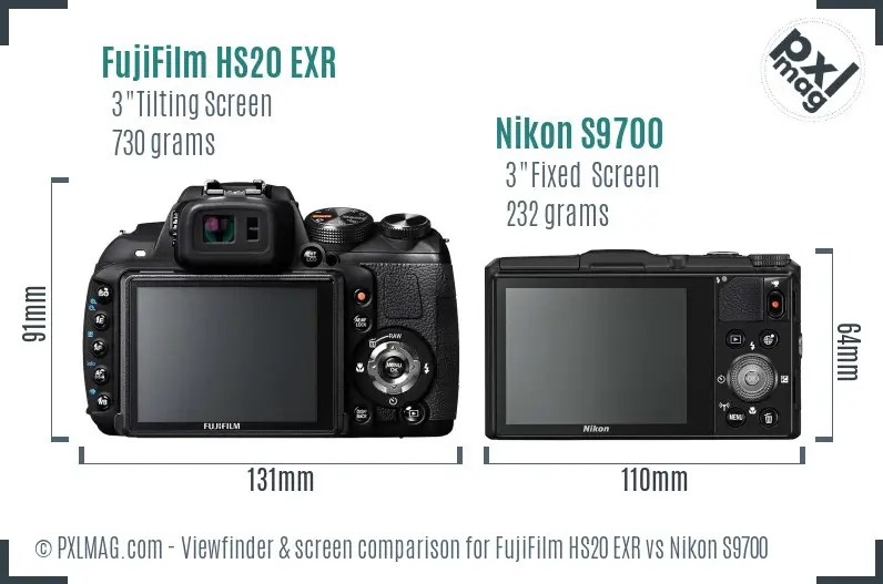 FujiFilm HS20 EXR vs Nikon S9700 Screen and Viewfinder comparison FujiFilm HS20 EXR vs Nikon S9700 Screen and Viewfinder comparison
