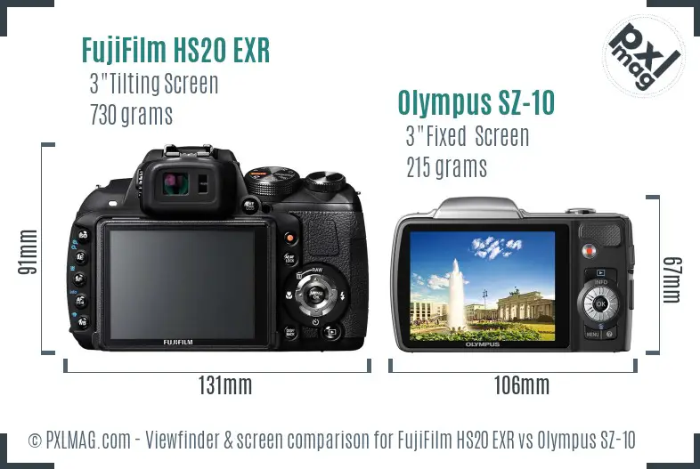 FujiFilm HS20 EXR vs Olympus SZ-10 Screen and Viewfinder comparison FujiFilm HS20 EXR vs Olympus SZ-10 Screen and Viewfinder comparison