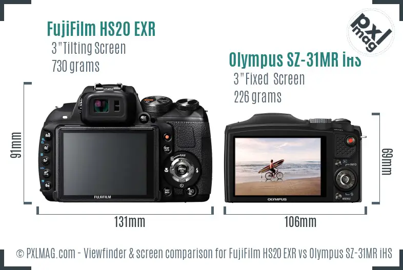 FujiFilm HS20 EXR vs Olympus SZ-31MR iHS Screen and Viewfinder comparison FujiFilm HS20 EXR vs Olympus SZ-31MR iHS Screen and Viewfinder comparison