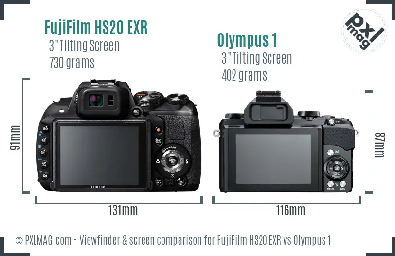 FujiFilm HS20 EXR vs Olympus 1 Screen and Viewfinder comparison