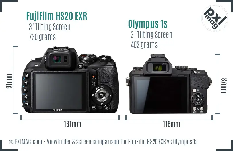 FujiFilm HS20 EXR vs Olympus 1s Screen and Viewfinder comparison FujiFilm HS20 EXR vs Olympus 1s Screen and Viewfinder comparison