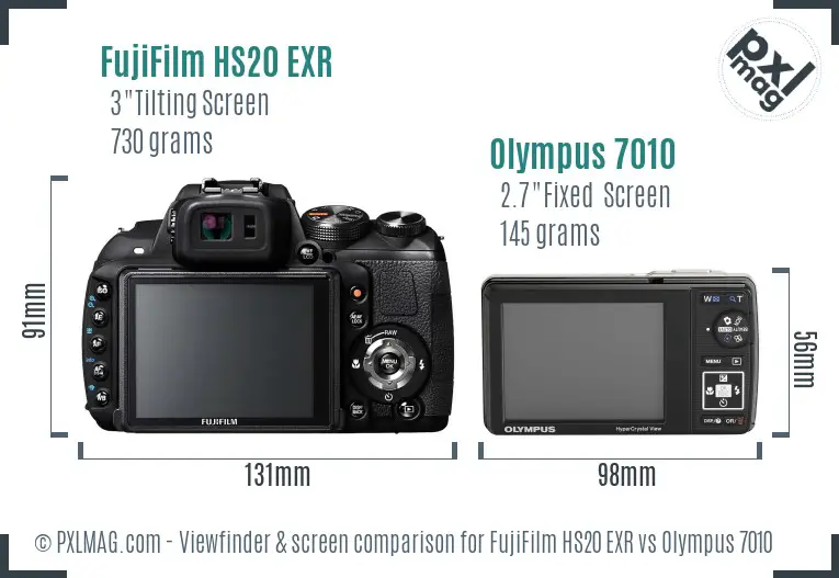 FujiFilm HS20 EXR vs Olympus 7010 Screen and Viewfinder comparison