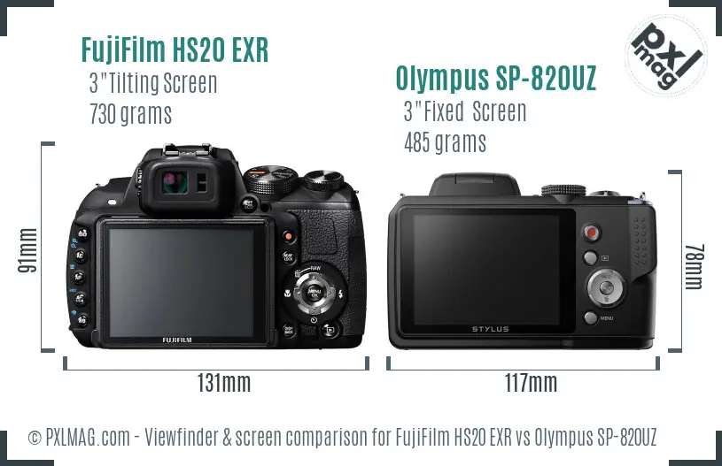 FujiFilm HS20 EXR vs Olympus SP-820UZ Screen and Viewfinder comparison FujiFilm HS20 EXR vs Olympus SP-820UZ Screen and Viewfinder comparison