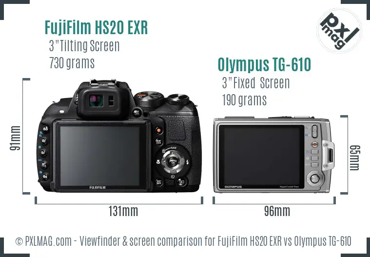 FujiFilm HS20 EXR vs Olympus TG-610 Screen and Viewfinder comparison FujiFilm HS20 EXR vs Olympus TG-610 Screen and Viewfinder comparison