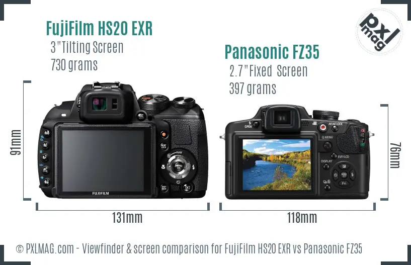 FujiFilm HS20 EXR vs Panasonic FZ35 Screen and Viewfinder comparison FujiFilm HS20 EXR vs Panasonic FZ35 Screen and Viewfinder comparison