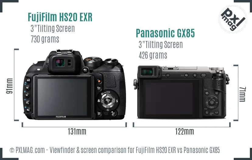 FujiFilm HS20 EXR vs Panasonic GX85 Screen and Viewfinder comparison