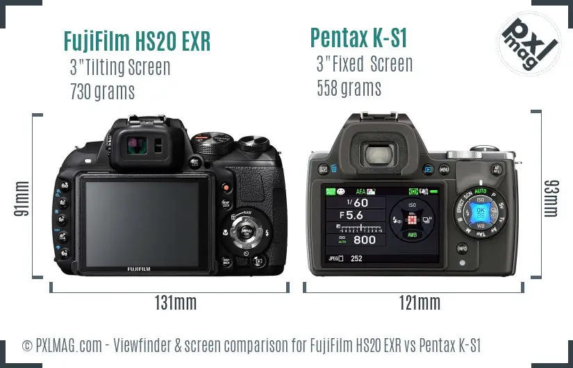 FujiFilm HS20 EXR vs Pentax K-S1 Screen and Viewfinder comparison FujiFilm HS20 EXR vs Pentax K-S1 Screen and Viewfinder comparison