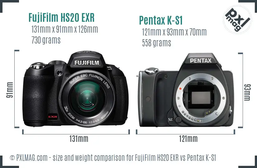 FujiFilm HS20 EXR vs Pentax K-S1 size comparison FujiFilm HS20 EXR vs Pentax K-S1 size comparison