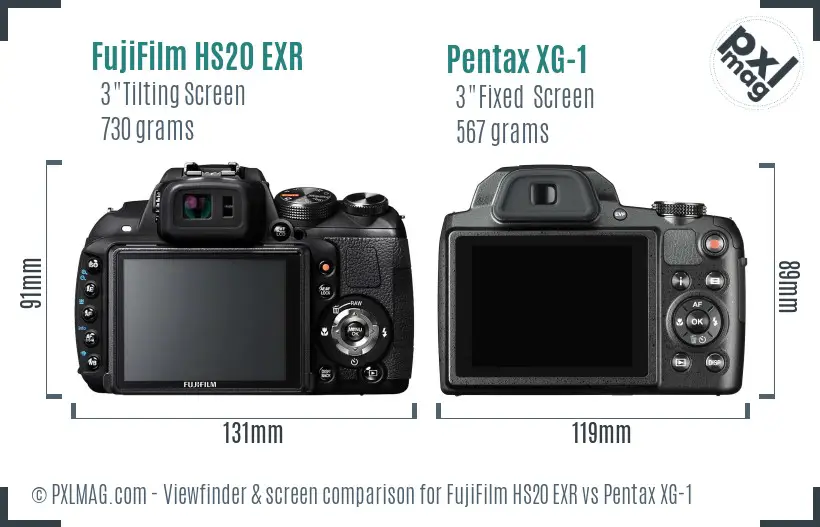 FujiFilm HS20 EXR vs Pentax XG-1 Screen and Viewfinder comparison FujiFilm HS20 EXR vs Pentax XG-1 Screen and Viewfinder comparison
