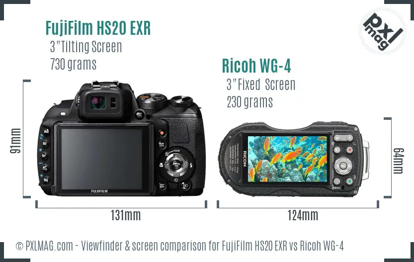 FujiFilm HS20 EXR vs Ricoh WG-4 Screen and Viewfinder comparison FujiFilm HS20 EXR vs Ricoh WG-4 Screen and Viewfinder comparison