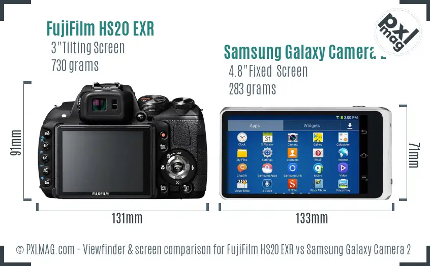 FujiFilm HS20 EXR vs Samsung Galaxy Camera 2 Screen and Viewfinder comparison FujiFilm HS20 EXR vs Samsung Galaxy Camera 2 Screen and Viewfinder comparison